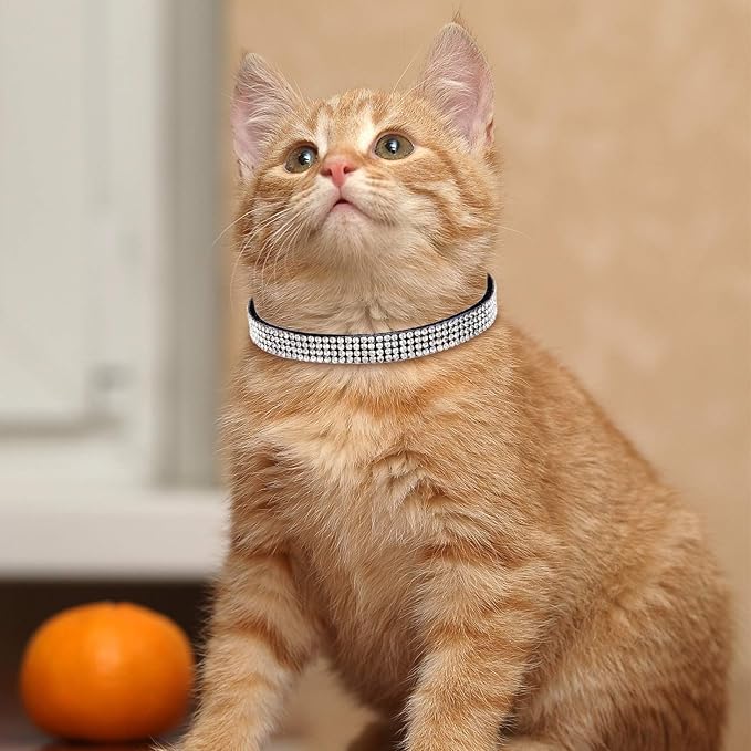 Weewooday 4 Pieces Rhinestones Cat Collars Breakaway Cat Collar - Image 6