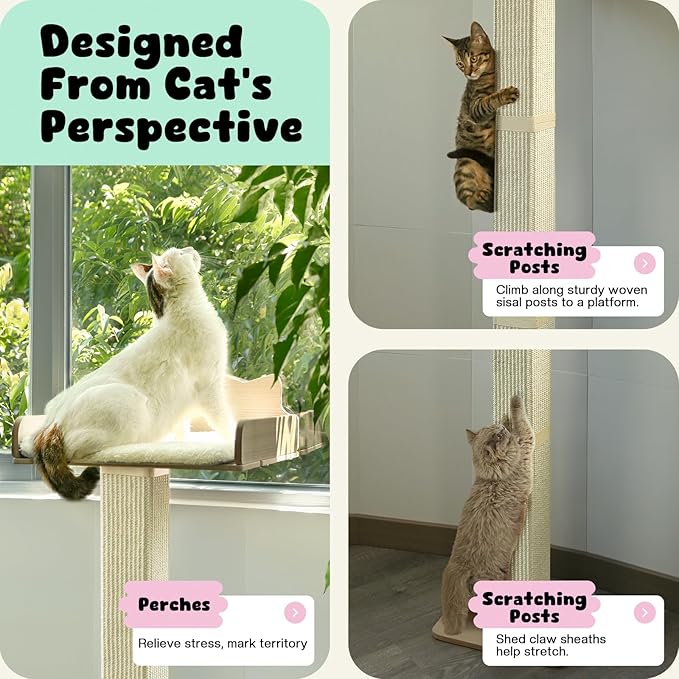 Cat Window Perch with Thick Sisal Scratching Post, Cat Hammock - Image 2