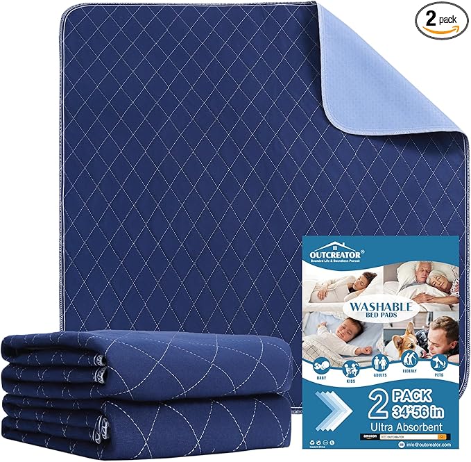OUTCREATOR® Washable Bed Pads 34" x 56", Incontinence Mattress Protector by OUTCREATOR