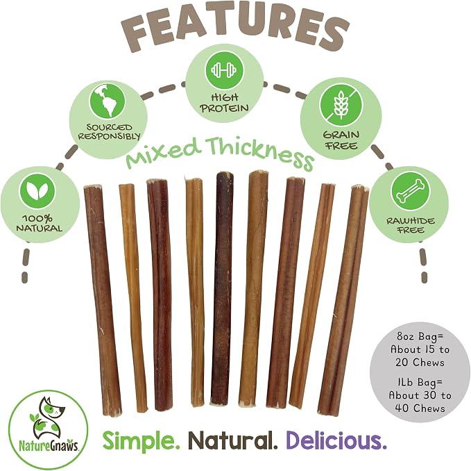 Nature Gnaws Thin Bully Sticks for Dogs 5-6" - Image 2