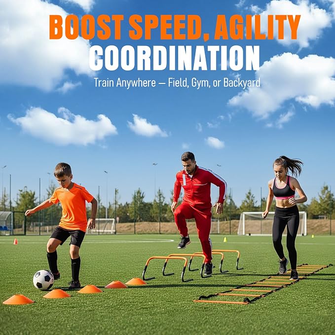 Agility Ladder, Soccer Football Training Equipment Set - 20ft Speed Ladder - Image 3