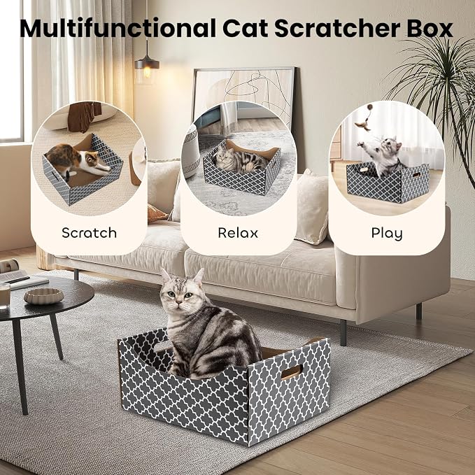 Cardboard Cat Scratcher Box, Heavy Duty Cat Scratcher Bed - Image 6