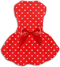 Valentine's Day Red Dog Dress, Cute White Heart Print & Satin Bow by PohshidoPet