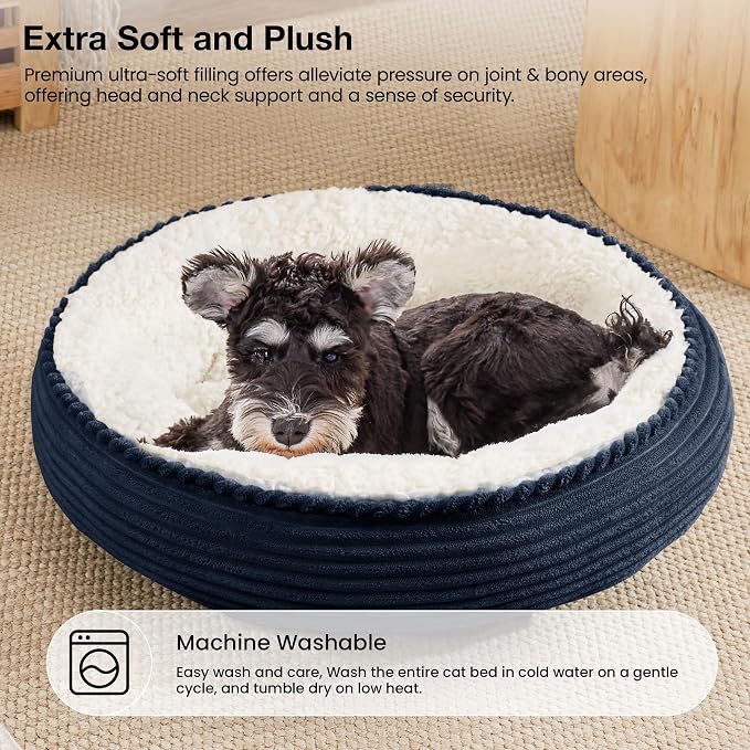 Love's cabin Round Donut Cat and Dog Cushion Bed, 25in Pet Bed - Image 7