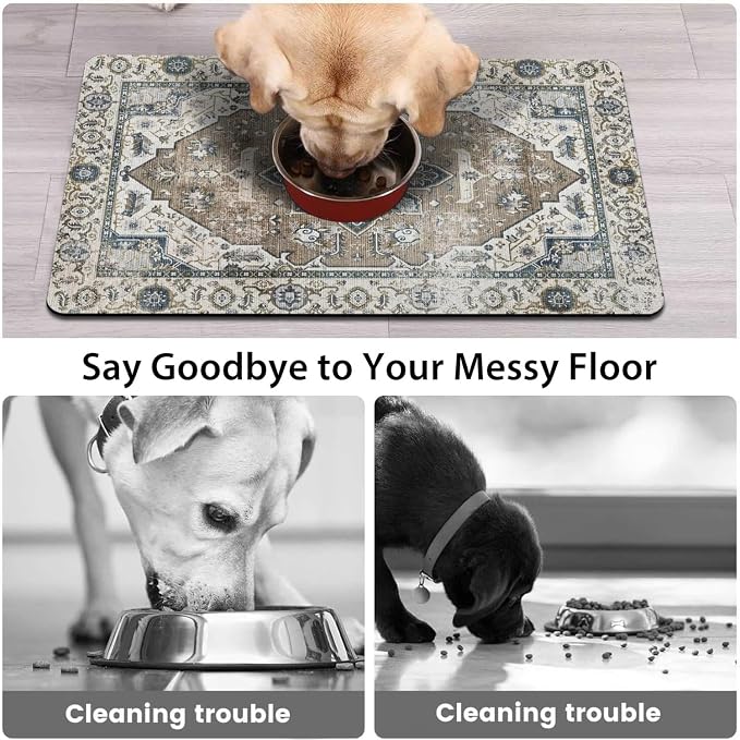 Dog Food Mats for Floors, Absorbent and Quick-Drying Pet Cat Food Mat, - Image 3