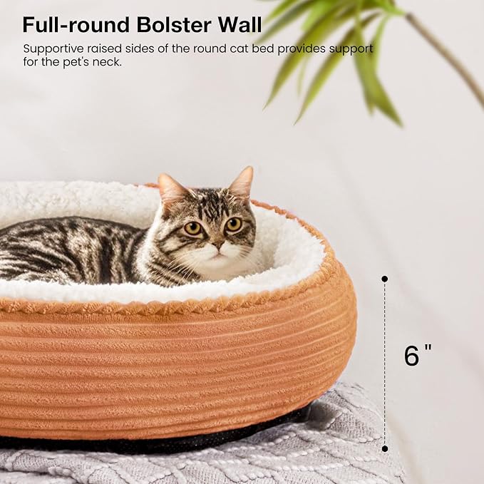 Love's cabin Round Donut Cat and Dog Cushion Bed, 20in Pet Bed - Image 6