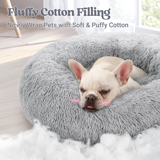 rabbitgoo Dog Bed for Small, 24 inches Machine Washable, Fluffy Donut Pet Bed - Image 3