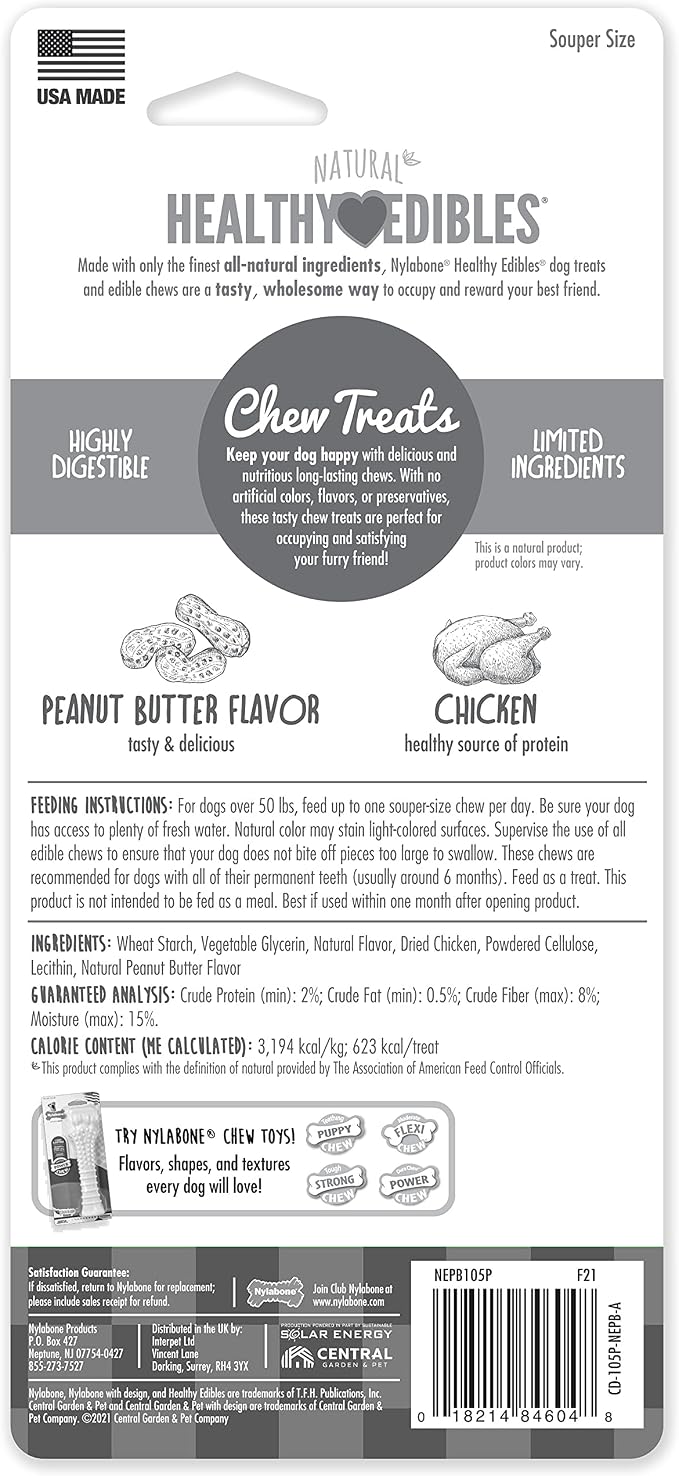 Nylabone Healthy Edibles Natural Dog Chews, Long Lasting Bones - Image 7