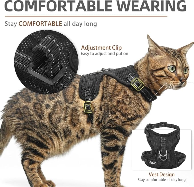 PUPTECK Cat Harness and Leash Set Escape Proof, Reflective Adjustable Soft Mesh - Image 4