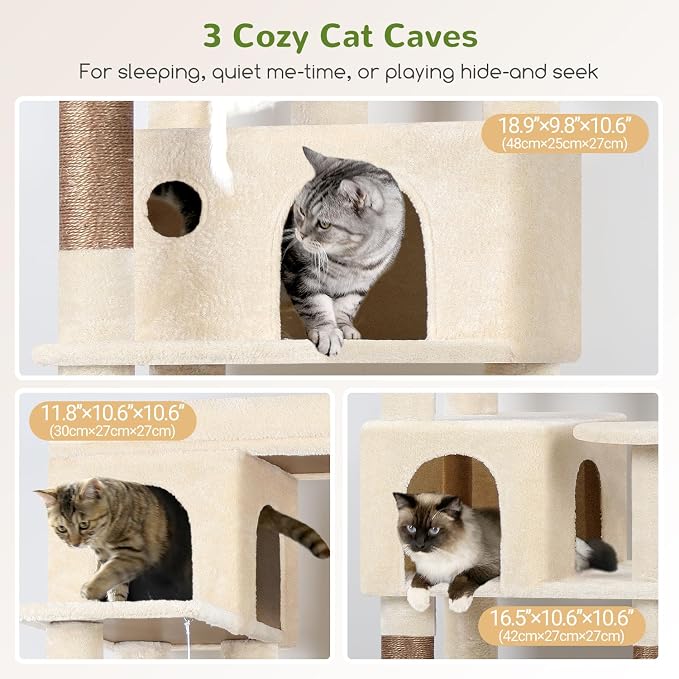 Globlazer Corner Cat Tree 66 inch Multi-Level Climbing Tower Kitty Condos Cat - Image 4