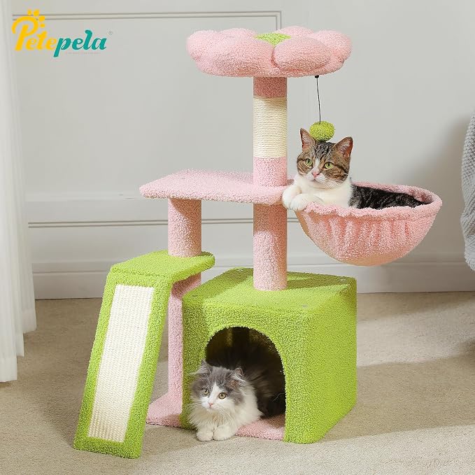 PETEPELA Flower Cat Tree for Indoor Cats, Cozy Hammock and Removable Flower Bed - Image 8