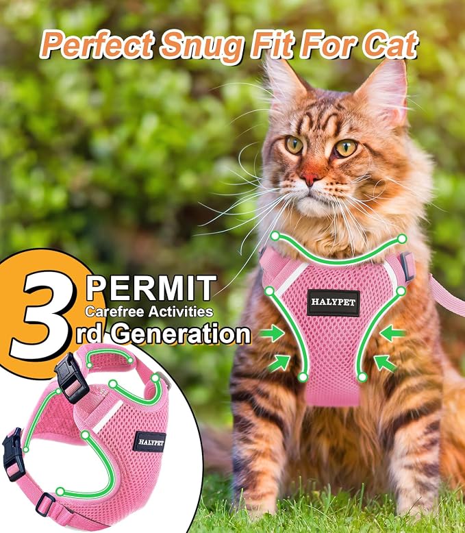 Halypet Cat Harness and Leash Set Escape Proof Soft Adjustable Cat Leash - Image 6