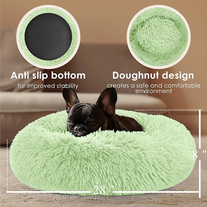 28in Large Dog Bed, Medium Size Dog and Cats, Calming Donut Bed - Image 3