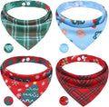 PAWCHIE Christmas Dog Bandanas 4 Pack, Reversible Dog Party Triangle Scarf Bibs by PAWCHIE