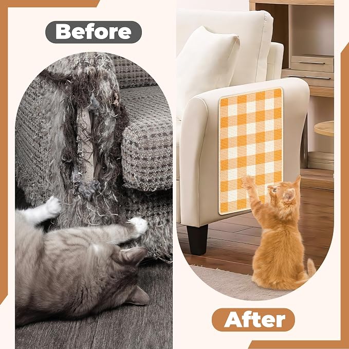 Cat Scratcher Mat, 23.6x15.7 Inch Natural Sisal Cat Scratch Pad, Horizontal Cat - Image 5