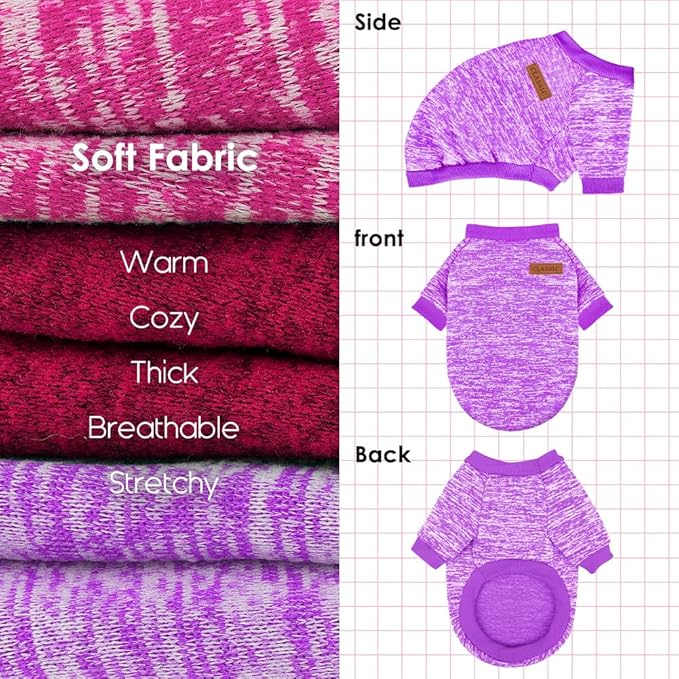 3 Pack Dog Sweaters for Small Dogs Girl Boy Winter Fleece Clothes Warm Soft Dog - Image 4