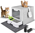 Enclosed Cat Litter Box with Lid Foldable Potty, Drawer Type Extra Large Cover by HOMAGICO