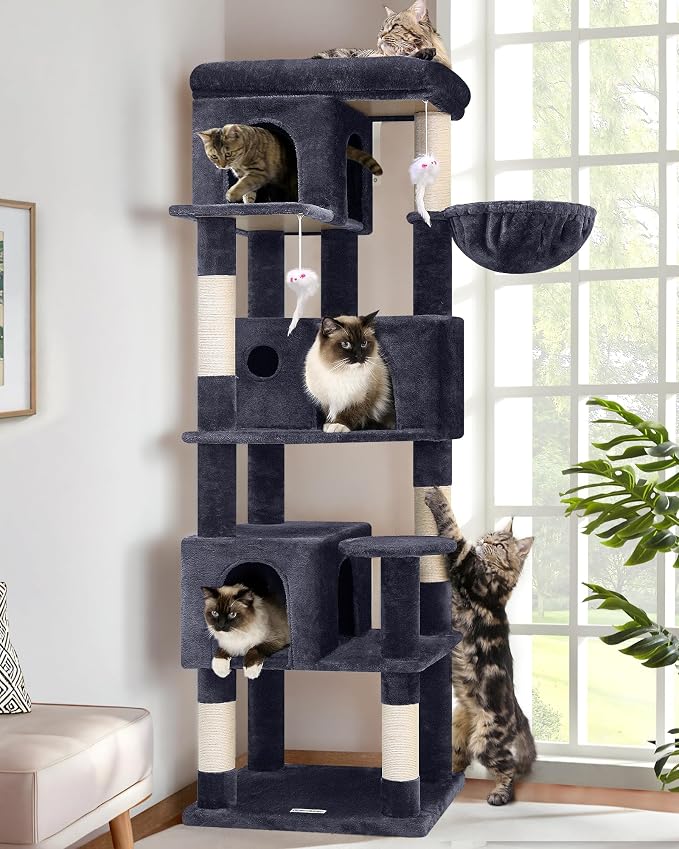 Globlazer Corner Cat Tree 66 inch Multi-Level Climbing Tower Kitty Condos Cat by Globlazer