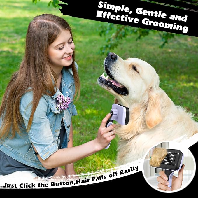 3PCS Self Cleaning Slicker Brush & Pet Grooming Rake & Flea Comb - Image 5