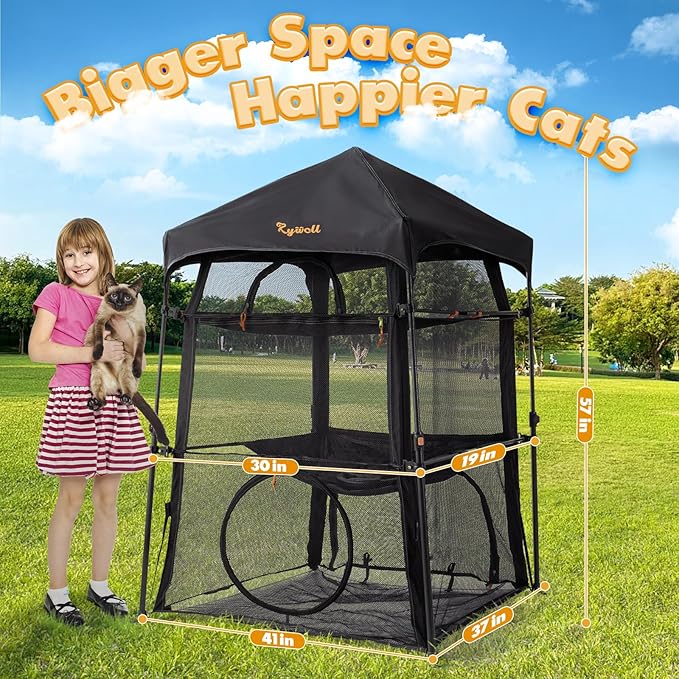 Extra Large Catio Outdoor Cat Enclosure, Rywell 3-Tier Spacious Outdoor Cat Tent - Image 3