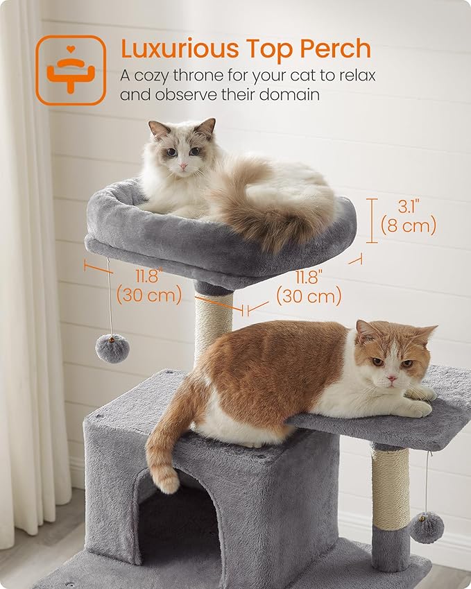 Feandrea Cat Tree, 73.2-Inch Tall Cat Tower, Plush Multi-Level Condo - Image 4