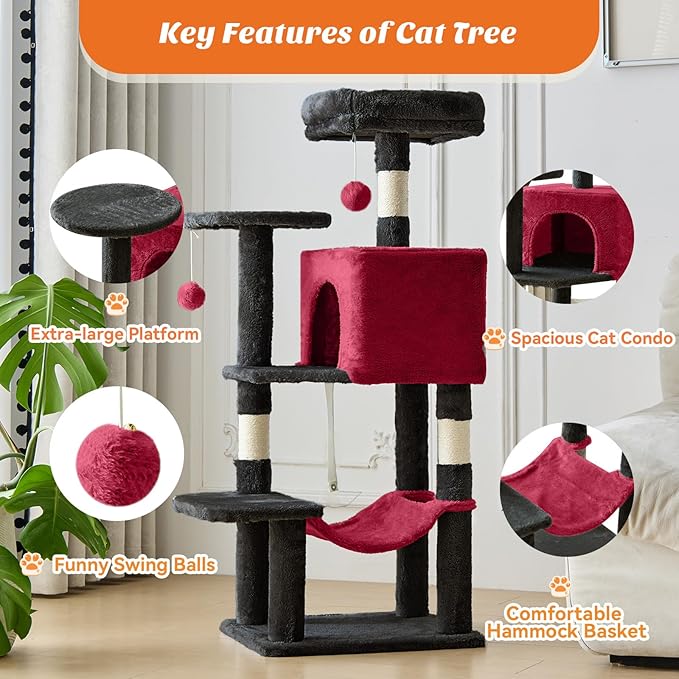 Sweetcrispy 44 inch Cat Tree Tower, Small Cat Climbing Tower - Image 2
