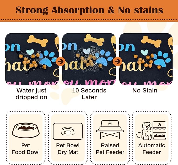 Pet Feeding Mat for Floors Waterproof Dog Mat for Food and Water Absorbent - Image 2
