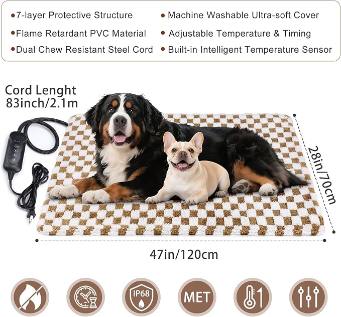 MIXJOY Heated Dog Bed, Waterproof Electric Dog Cat Heating Pad - Image 5