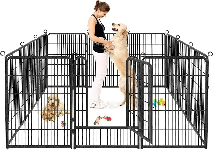 Dog Playpen, 32inch 10 Panels Outdoor Dog Fence Indoor Dog Pen Anti-Rust Pet by Jhsomdr