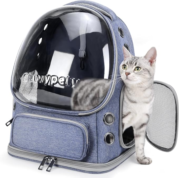 Cat Backpack Carrier, Breathable Cat Carrier Large Space Bubble Pet Backpack by Cawypety