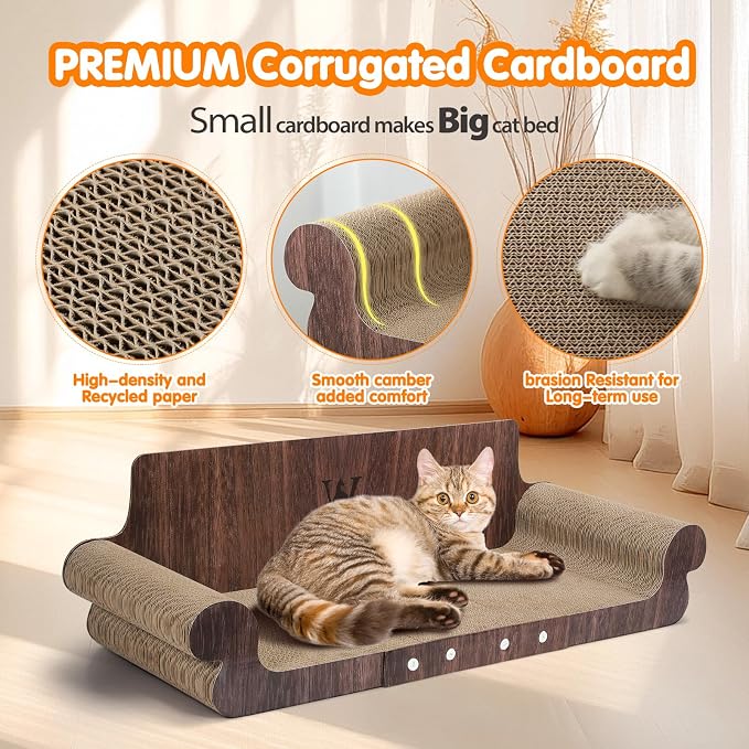 Extra Large Cat Scratcher Bed, 32 Inch Cat Scratching Board Cat Couch, Durable - Image 3