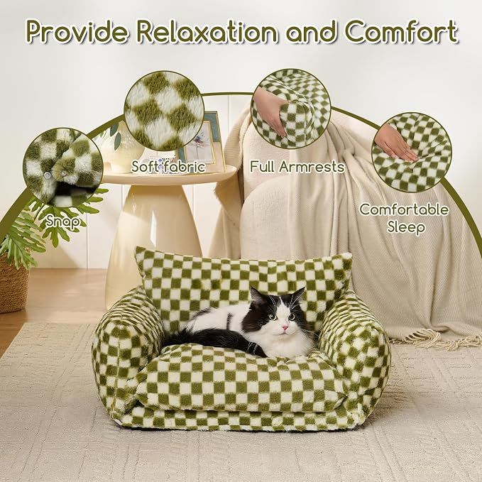 Hollypet Cat Bed Fluffy Plush Mutifuctional Double-Layer Soft Pet Couch - Image 6