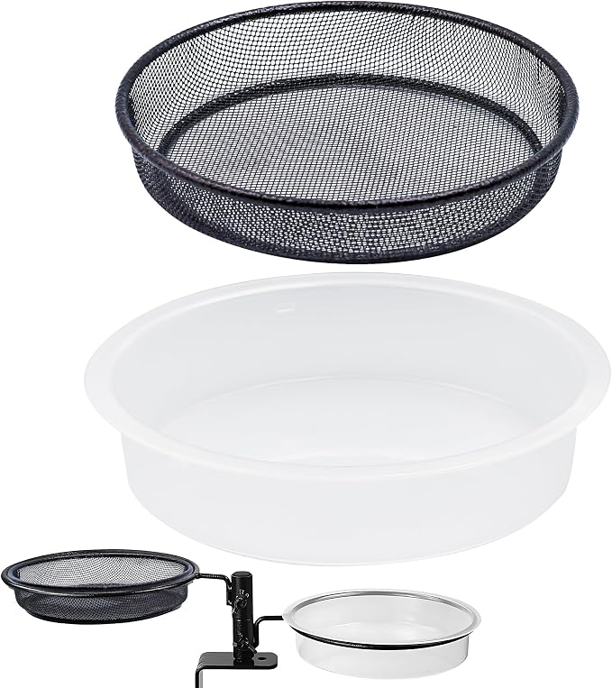 Bird Feeder Station with Metal Mesh Tray and Water Bowl by Unknown