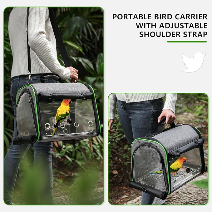 Suertree Bird Carrier Bag Bird Travel Cage Indestructible Stainless Steel Mesh - Image 4