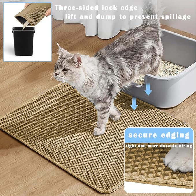 HCY&WLD 2-Pack Cat Litter Mat, Double Layer Honeycomb Waterproof Urine Proof - Image 5