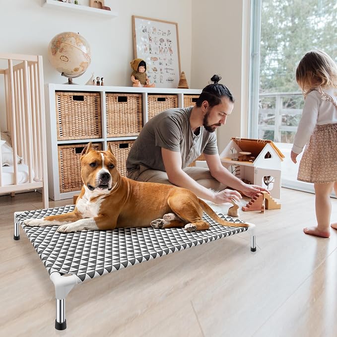 Elevated Outdoor Dog Bed, Large Size, Cotton Material, Non-Slip Feet, Fits up - Image 7