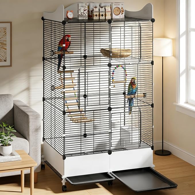 Encrypted Bird Cage Large Bird Cages 57-Inch, Top Storage Space, Bottom Splash - Image 6