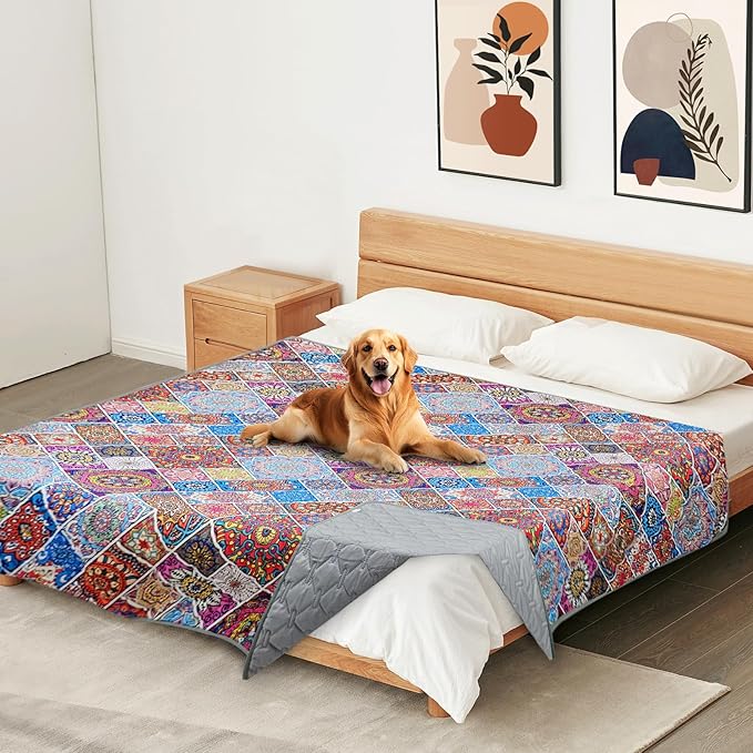 Waterproof Dog Blanket, Bohemian Dog Bed Cover Pet Blanket, Reversible Sofa by YOSEPATI