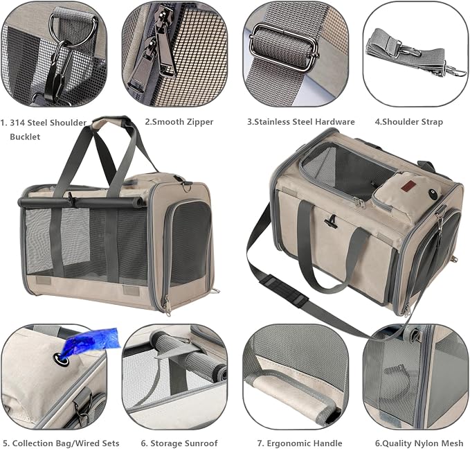 Soft Cats Carrier for Small Dogs Carriers Airline Approved Puppy Travel Bag - Image 3