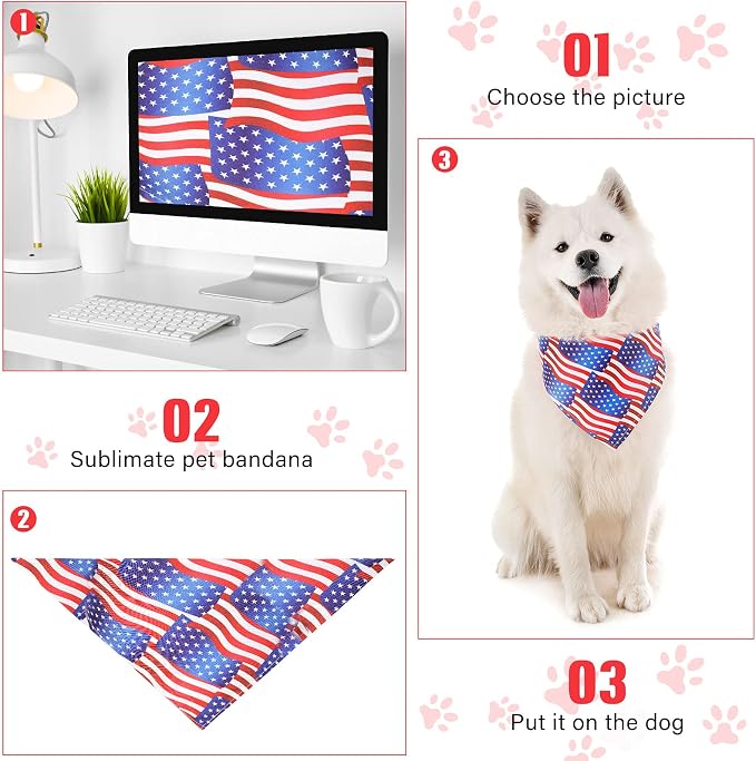 Weewooday 6 Pieces Sublimation Heat Transfer Dog Bandana Triangle Dog Scarf - Image 6