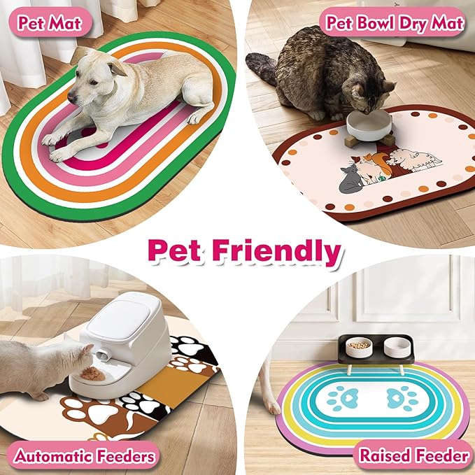 Dog Feeding Mat 24''x16'', Absorbent Pet Food Mat, No Stains Quick Dry Pet - Image 6