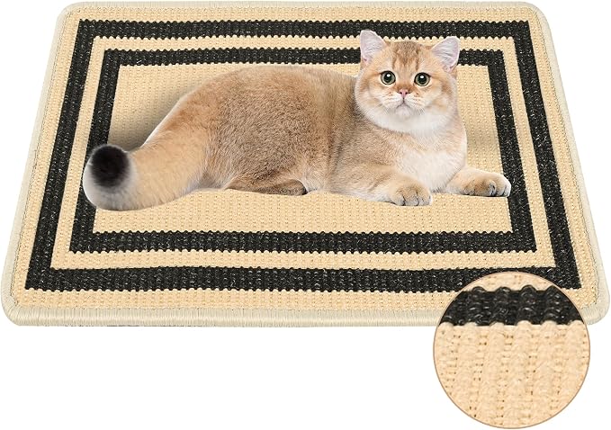 Cat Scratcher Mat, 23.6x15.7 Inch Natural Sisal Cat Scratch Pad, Horizontal Cat by LESISSMER