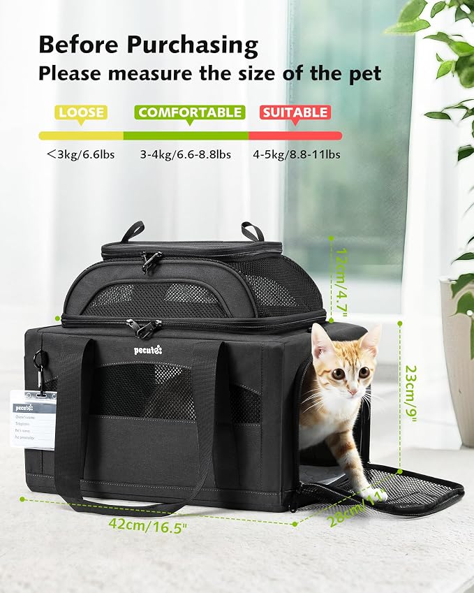 Pecute Expandable Pet Carrier Airline Approved Dog Cat Carrier, Breathable - Image 9