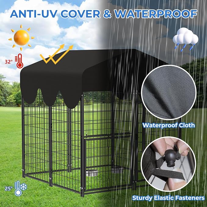 4x4x4.5ft Outdoor Dog Kennel, Metal Heavy Duty Dog Run - Image 4