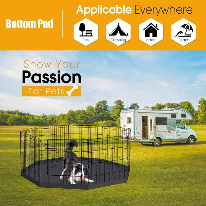 Dog Pen Pet Playpen Dog Fence Bottom Pad Indoor Foldable Metal Wire Exercise - Image 4