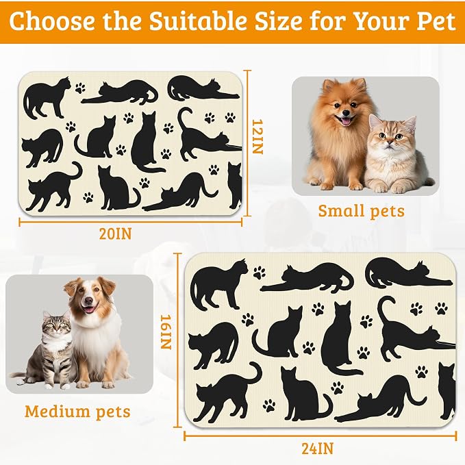 Pet Feeding Mat, Cat Silhouette Absorbent Dog Cat Food Mat Dog Mat - Image 6