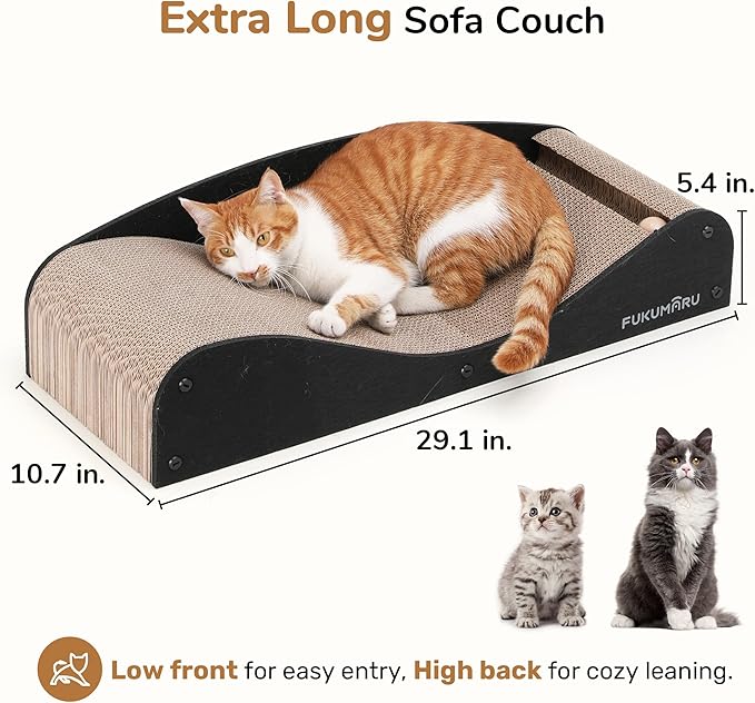FUKUMARU Cardboard Cat Scratcher Bed, Extra Long 29.1 Inch Cat Scratch Bed - Image 5