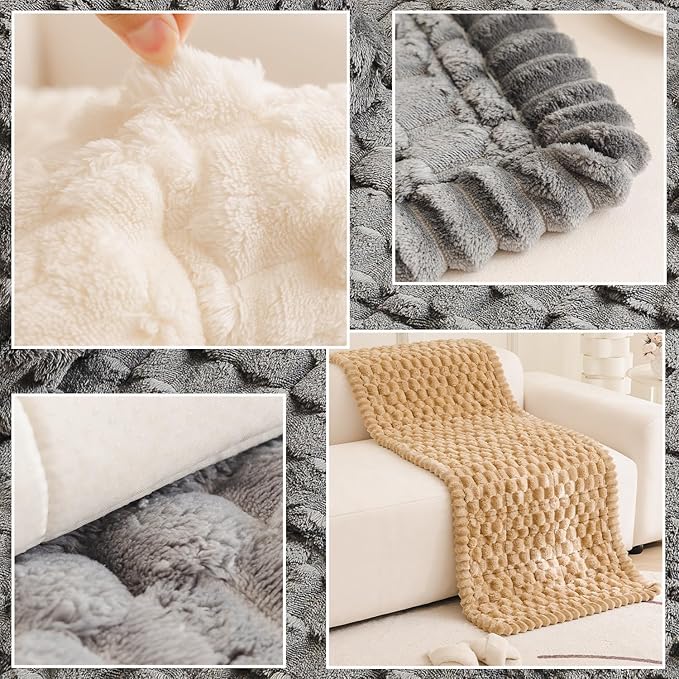 Couch Cover for Dogs Fuzzy Sofa Covers for Pet, Geometric Jacquard Coral - Image 5