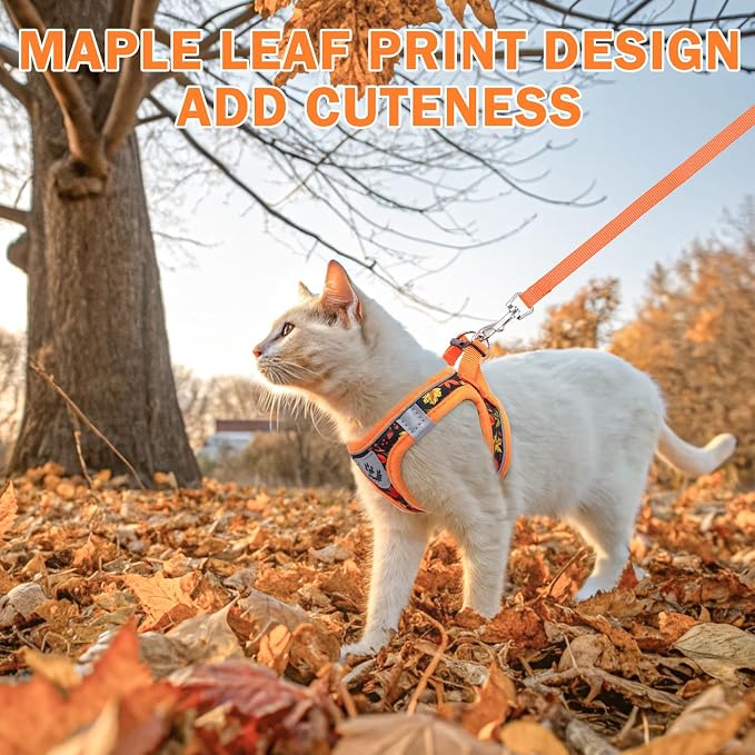SCENEREAL Fall Thanksgiving Cat Harness and Leash Set Escape Proof, Soft Mesh - Image 5