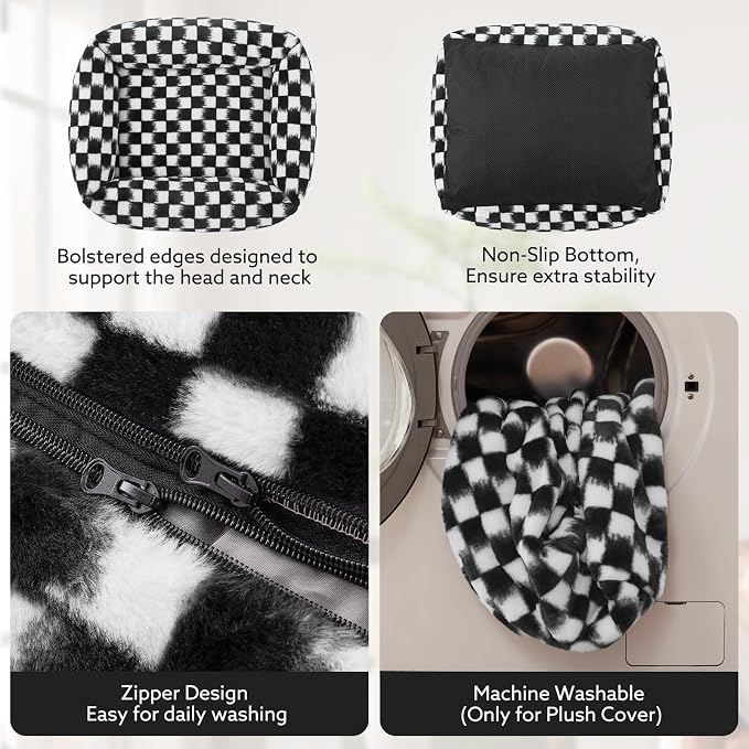 JOEJOY Dog Bed Medium Size Dog, Rectangle Washable Orthopedic Corduroy Fleece - Image 4